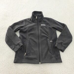 Columbia Fleece Jacket Youth Unisex Small 8 Black Full Zip Mock Neck Outdoor